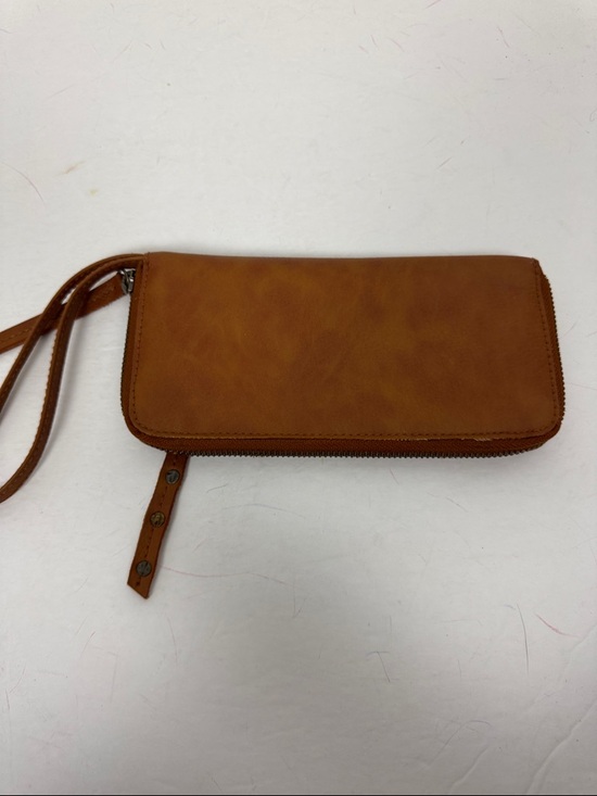 Free People Brown Vegan Leather Wristlet Wallet Zip Around Clutch Boho - Picture 6 of 9